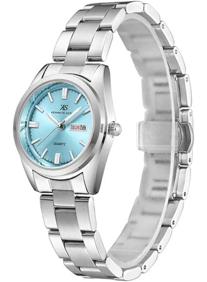 KENNETH SCOTT Kenneth Scott Women's SL25 Movement Watch, Analog Display and Solid Stainless Steel Strap - K23543-SBSL, Silver