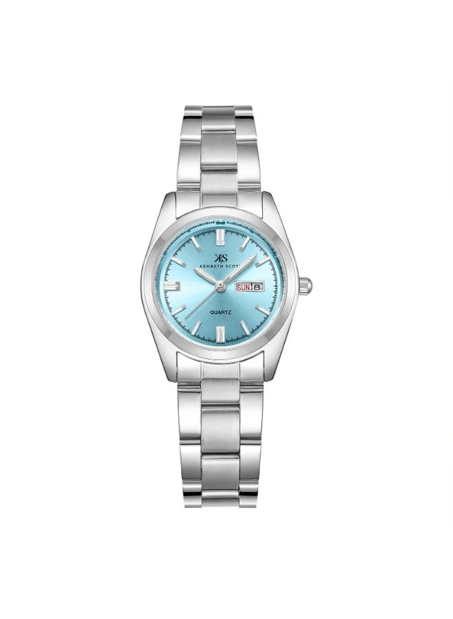 KENNETH SCOTT Kenneth Scott Women's SL25 Movement Watch, Analog Display and Solid Stainless Steel Strap - K23543-SBSL, Silver