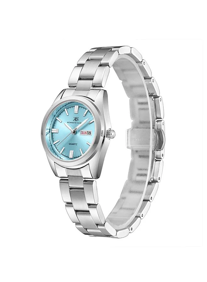 KENNETH SCOTT Kenneth Scott Women's SL25 Movement Watch, Analog Display and Solid Stainless Steel Strap - K23543-SBSL, Silver