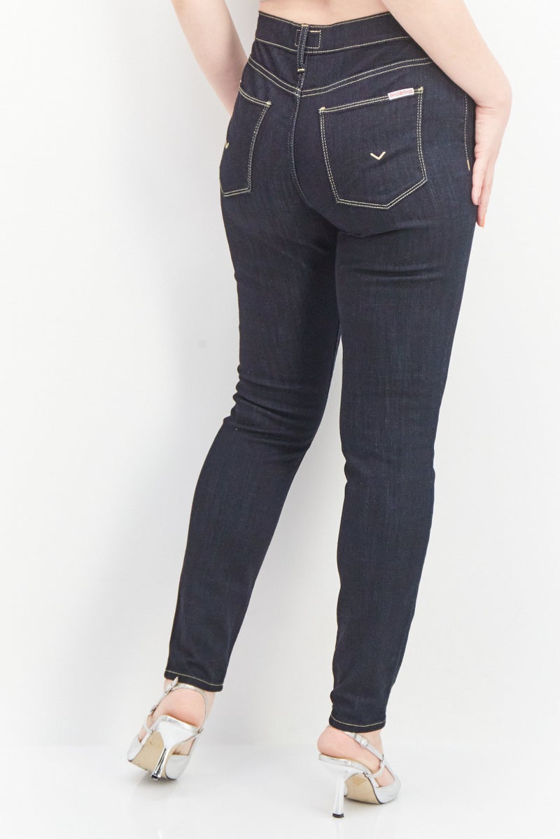 Hudson Women Skinny Fit Dark Washed Stretchable Jeans, Navy - Image 3