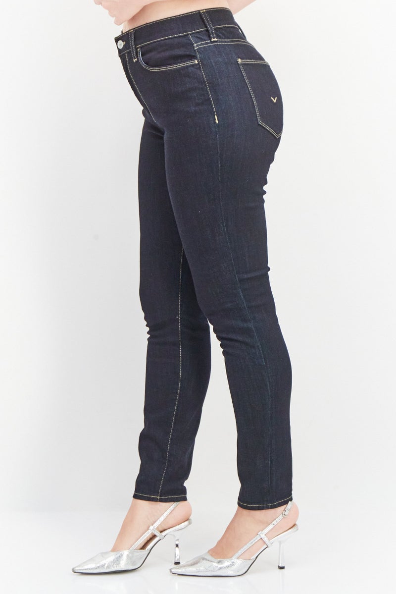 Hudson Women Skinny Fit Dark Washed Stretchable Jeans, Navy - Image 4