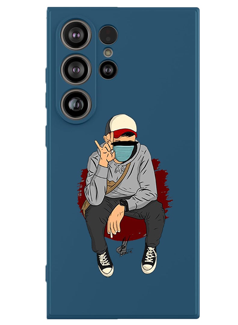 Theodor Protective Slim Fit Case Liquid Silicone Cover with Full Body Protection Anti-Scratch Shockproof Case For Samsung Galaxy S25 Ultra (Blue) - peace - Image 1