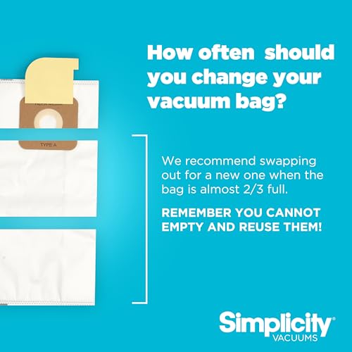 Simplicity Vacuums SAH-6 Certified Hepa Vacuum Replacement Bags, Fits with S20EZM Allergy Upright Vacuum Cleaner, Symmetry and 6 Series, Type A Bags, 6-pack Set - Image 4