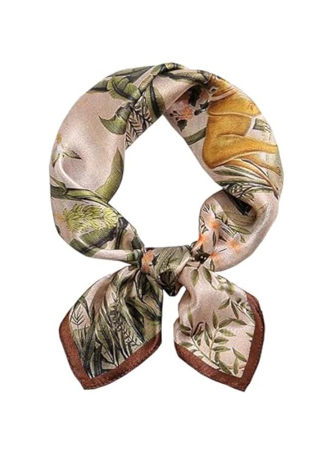 Arabest 100% Pure Mulberry Silk Small Square Scarves -21'' x 21''- Digital Printed Neckerchief –Women Men Lightweight Scarf  - Image 1