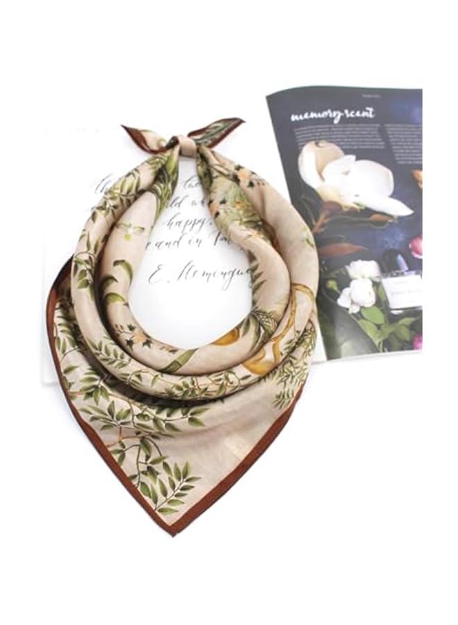 Arabest 100% Pure Mulberry Silk Small Square Scarves -21'' x 21''- Digital Printed Neckerchief –Women Men Lightweight Scarf  - Image 3