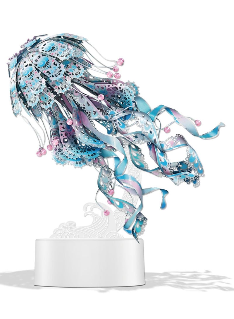 Excefore 3D Puzzles for Adults, Jellyfish Night Light with USB Plug, Ocean Animals 3D Metal Model Building Kits, DIY Assembling Arts and Crafts - Image 1