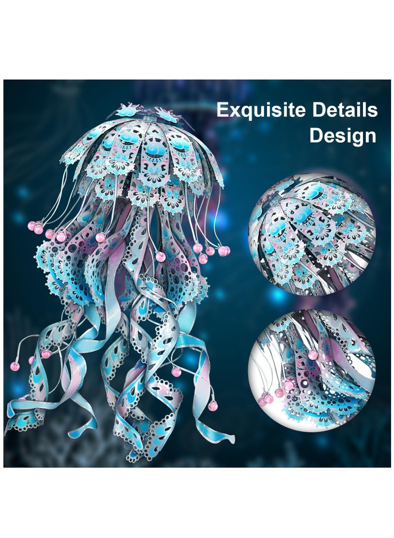 Excefore 3D Puzzles for Adults, Jellyfish Night Light with USB Plug, Ocean Animals 3D Metal Model Building Kits, DIY Assembling Arts and Crafts - Image 5