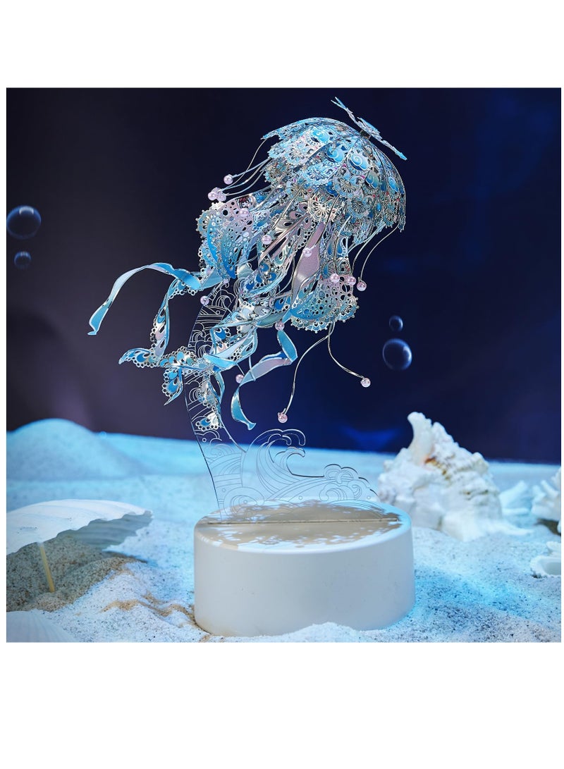 Excefore 3D Puzzles for Adults, Jellyfish Night Light with USB Plug, Ocean Animals 3D Metal Model Building Kits, DIY Assembling Arts and Crafts - Image 2