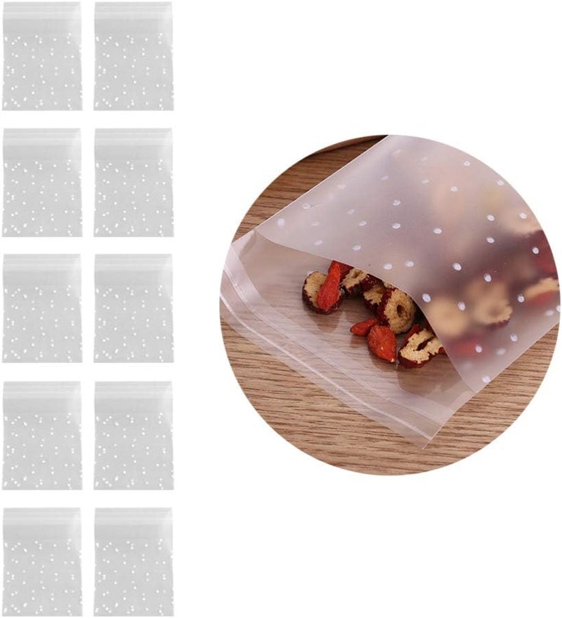 comfrt Cellophane Cookie Bags Self Adhesive Treat Bag Sealing Plastic Candy Bags White Polka Dot Treat Bags for Soap Bakery Food Storage 200Pcs - Image 2