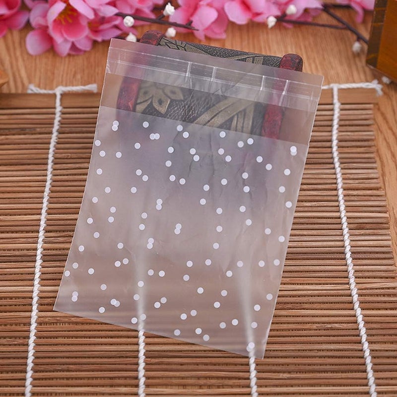comfrt Cellophane Cookie Bags Self Adhesive Treat Bag Sealing Plastic Candy Bags White Polka Dot Treat Bags for Soap Bakery Food Storage 200Pcs - Image 3