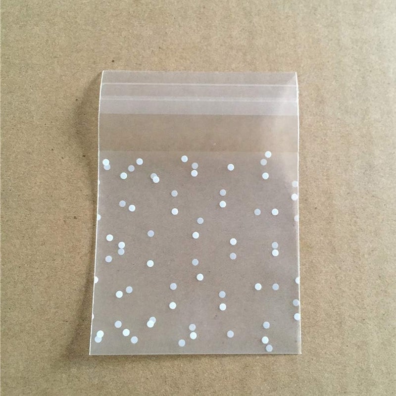 comfrt Cellophane Cookie Bags Self Adhesive Treat Bag Sealing Plastic Candy Bags White Polka Dot Treat Bags for Soap Bakery Food Storage 200Pcs - Image 5