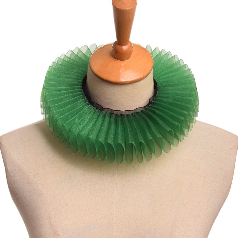 GRACEART Elizabethan Neck Ruff Ruffle Collar Clown Collar #2-Emerald - Image 2