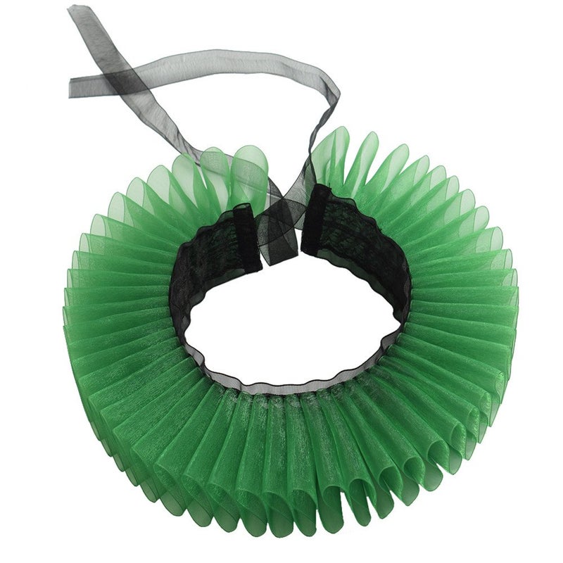GRACEART Elizabethan Neck Ruff Ruffle Collar Clown Collar #2-Emerald - Image 1