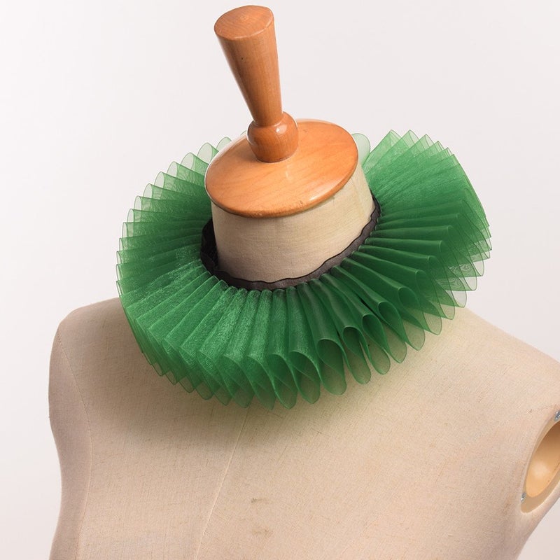 GRACEART Elizabethan Neck Ruff Ruffle Collar Clown Collar #2-Emerald - Image 3