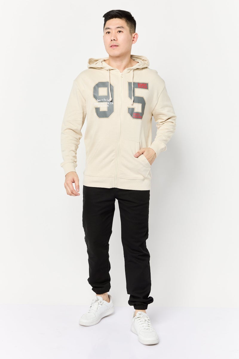 Paul Frank Men Graphic Print Long Sleeve Hooded Sweatshirt, Beige - Image 2