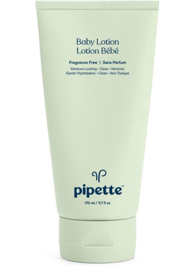Pipette Baby Lotion - Fragrance Free, Hydrates & Nourishes Sensitive Skin, Baby Essentials for Newborn, Renewable Plant-Derived Squalane, 5.7 fl oz - Image 1