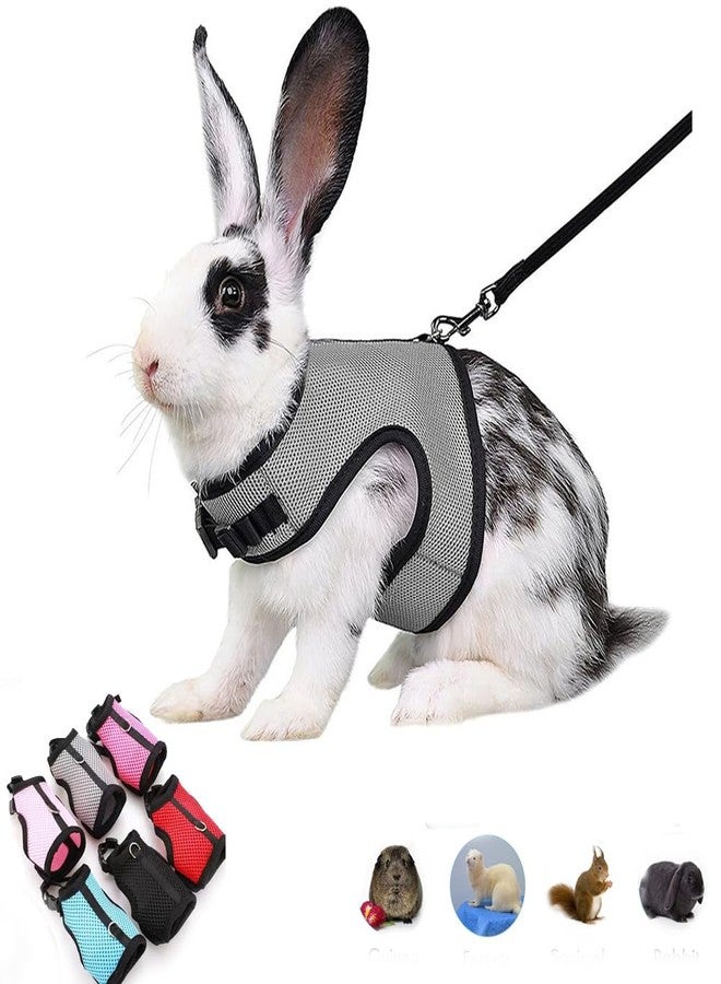 Weimostar Guinea Pig Leash and Harness Escape Proof, Soft Bunny Mesh Vest Adjustable Buckle for Ferret Guinea Pig Hamster Walking Small Animal Pets Rat, Gray M - Image 1
