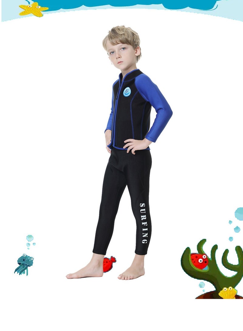 Generic Children's Wetsuit 2.5MM Separate Body Warm Swimsuit For Boys  Long Sleeve Winter Diving And Surfing Jellyfish Multicolour  - Image 3