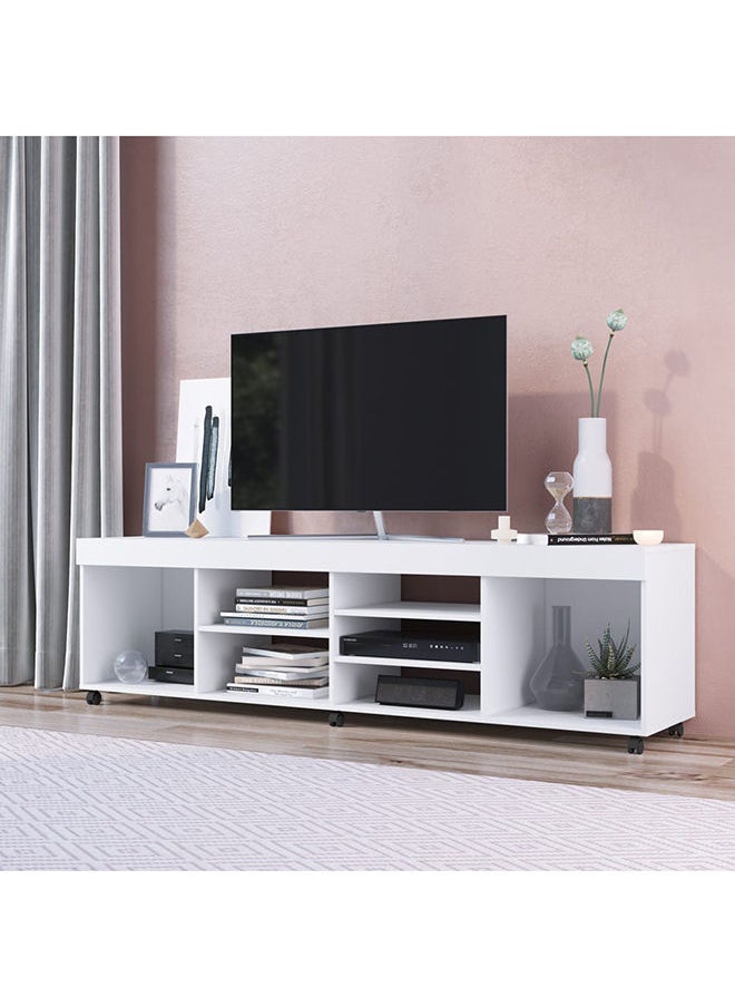 DANUBE HOME Swellow Tv Rack Upto 50 Inch Tv Entertainment Modern Design Wall Unit Furniture Tv Stand For Living Room Bedroom Tv Unit Rack 180x40x50.90 cm White  - Image 3