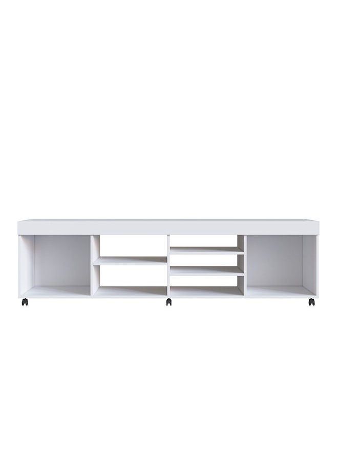 DANUBE HOME Swellow Tv Rack Upto 50 Inch Tv Entertainment Modern Design Wall Unit Furniture Tv Stand For Living Room Bedroom Tv Unit Rack 180x40x50.90 cm White  - Image 4