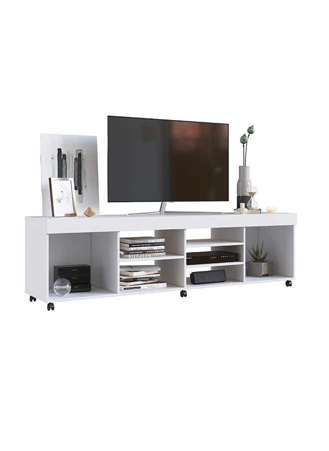 DANUBE HOME Swellow Tv Rack Upto 50 Inch Tv Entertainment Modern Design Wall Unit Furniture Tv Stand For Living Room Bedroom Tv Unit Rack 180x40x50.90 cm White  - Image 2