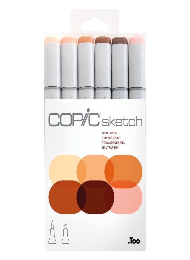 Copic Markers 6-Piece Broad Sketch Set, Skin Tones I