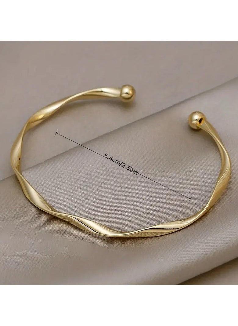Home Clearance Sale - Elegant Minimalist Twisted Design Alloy Cuff Bracelet for Women - Perfect for Everyday & Party Wear - Image 1