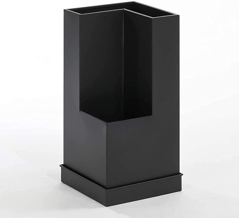 INDIAN DECOR. 56101 Metal Umbrella Holder, Square Free Standing Umbrella Holder, Rustproof Umbrella Stand for Home Office Entryway Decor Space Saving - Black - Image 1