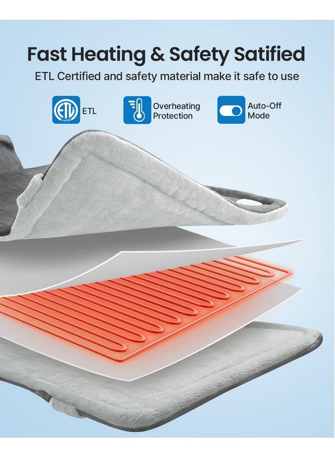 RENPHO RENPHO Heating Pad for Back, Mothers Day & Relaxation Gifts for Her Him Mom Dad, Neck and Shoulder Heat Pad for Pain Relief, FSA HSA Approved, Edge Weighted, ETL Certified, 24"x33", Grey White  - Image 3