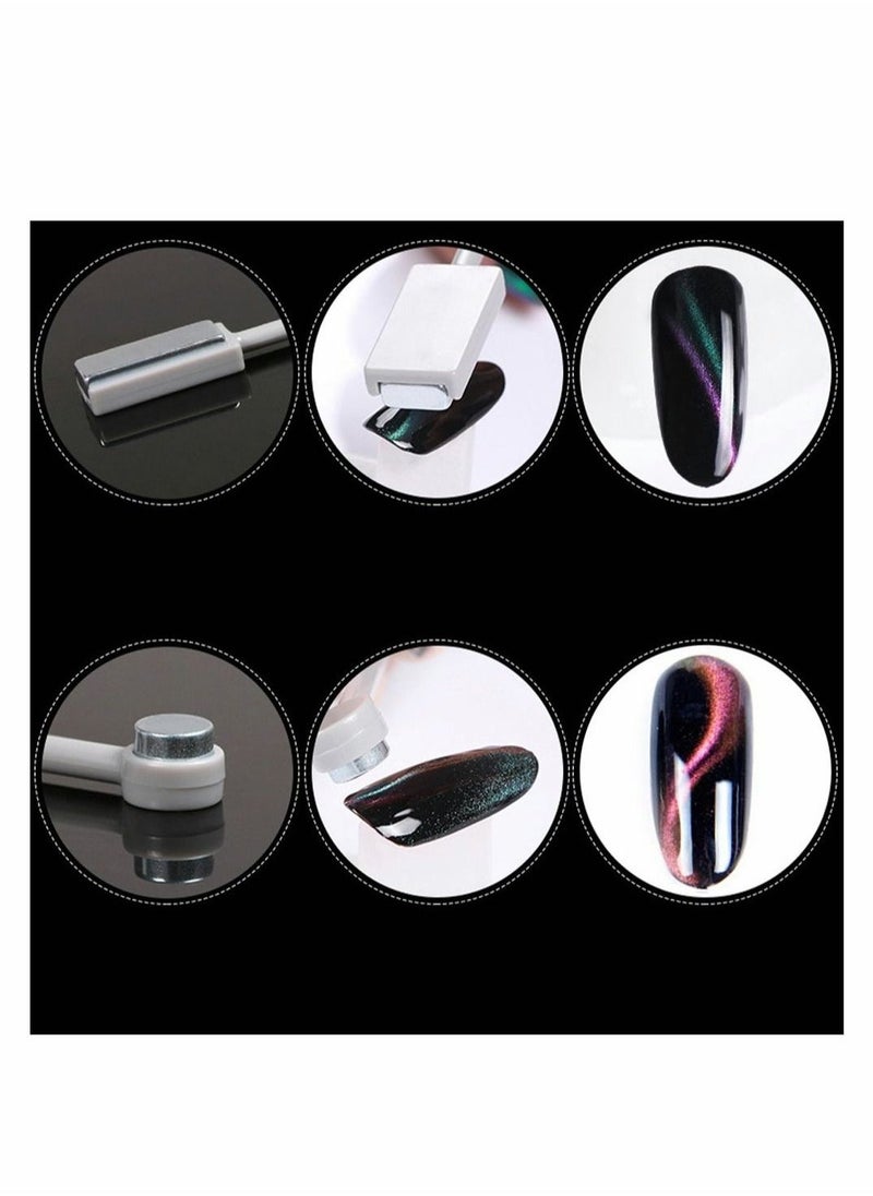 Generic - Nail Magnet Tool, 12 Pieces Magnetic Polish Cat Eye Magnet Stick Super Strong Double-head Magnet Wand Flower Design 3D Nail Art DIY Cat Eye Effect Magnet Plate Manicure Tool - Image 1