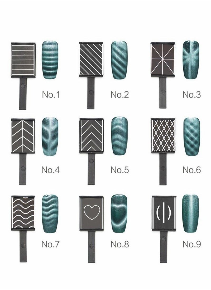 Generic - Nail Magnet Tool, 12 Pieces Magnetic Polish Cat Eye Magnet Stick Super Strong Double-head Magnet Wand Flower Design 3D Nail Art DIY Cat Eye Effect Magnet Plate Manicure Tool - Image 1