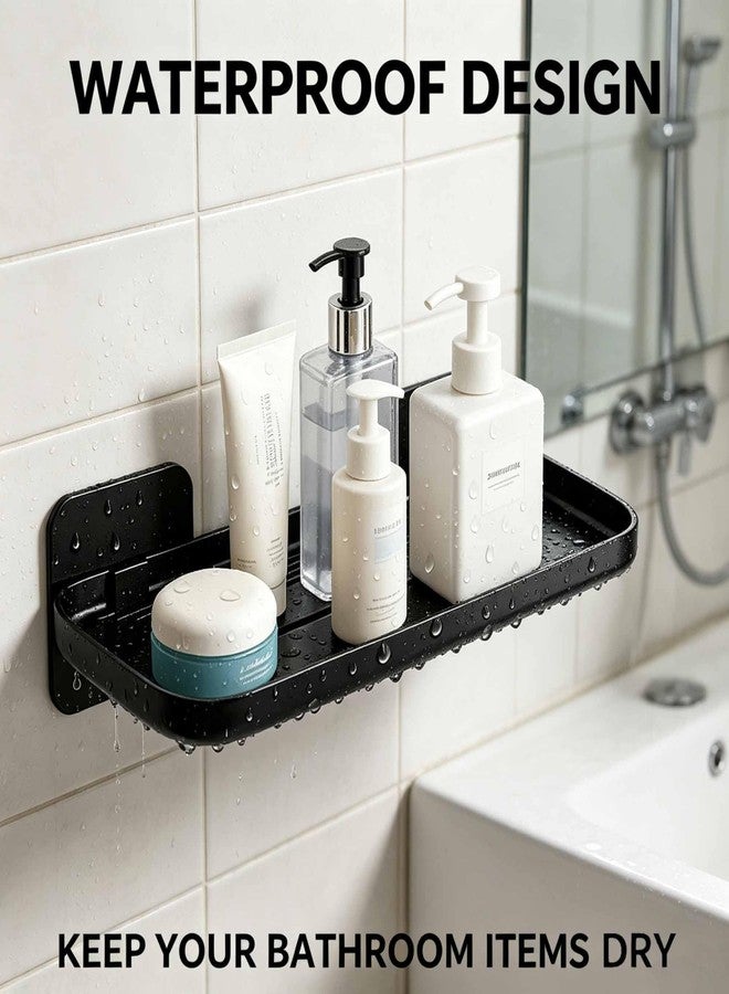 NGETC 4 Pack Floating Shelves for Wall, Self Adhesive Small Shelf, No Drill Adhesive Wall Shelf, Floating Shelves Damage-Free Expand Walls Space for Living Room Kitchen Bathroom (Black) - Image 3