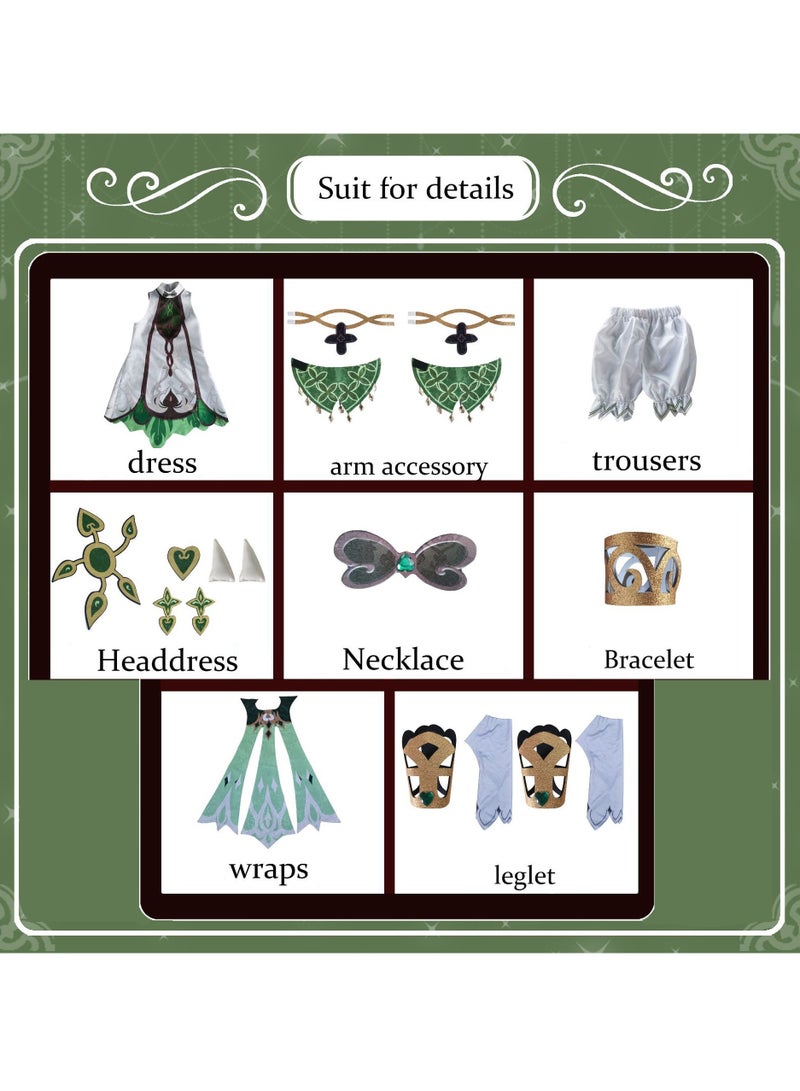 Genshin Impact Nahida Cosplay Costume, Game Anime Characters Dress Full Set Halloween Costume for Women - Image 3