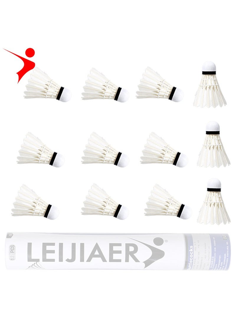 12-Piece Badminton Shuttlecock Set | High-Quality Feather Shuttlecocks for Practice & Play