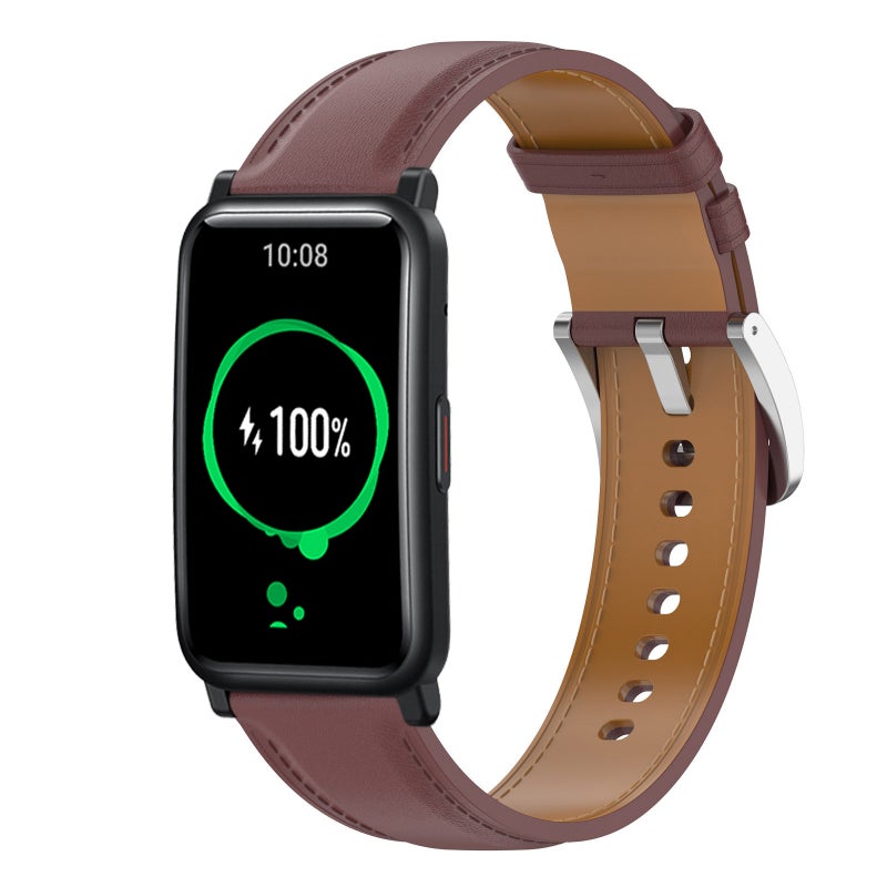 إيروريكس ساعة For Honor Watch Es بمشبك سريع الفك من الفولاذ المقاوم للصدأ مقاس 20 مم وسوار من الجلد الأصلي (بني غامق) - Image 1