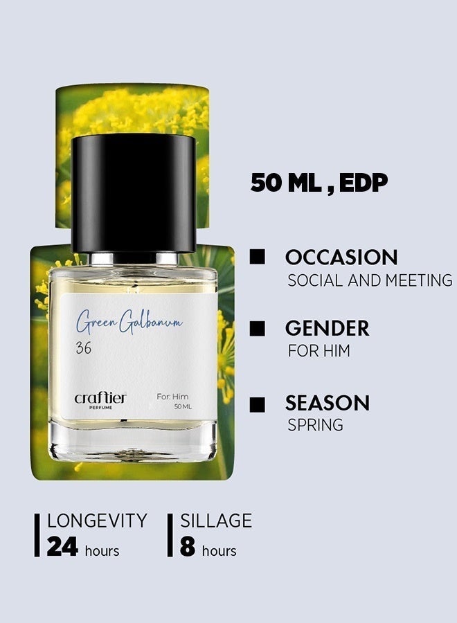 Craftier Perfume GREEN GALBANUM - Inspired of-SILVER MOUNTAIN WATER, Eau De Parfum for Men - 50ml, Long Lasting Green Fragrance Upto 24 Hrs, Travel Size Men's Perfume - Image 5