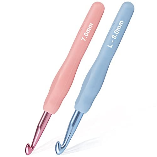 YOJOB 2Pack Size 7.0mm, L / 8.0mm Crochet Hooks, Super Smooth & Ergonomic for Beginner and Advanced (7.0mm, 8.0mm) - Image 1