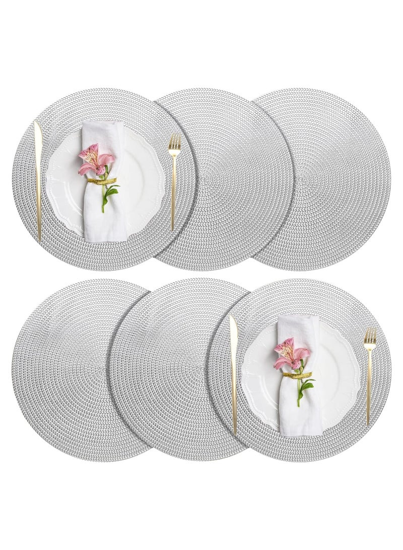 فيبارتي مجموعة المفارش المستديرة المكونة من 4 ، 15 بوصة من الفينيل ، تصميم مجوف ، حصائر طاولة طعام قابلة للغسل والمسح ، مقاومة للحرارة ، غير قابلة للانزلاق ، ديكور طاولة أنيق للمطبخ وغرفة الطعام والاستخدام في الهواء الطلق - Image 1