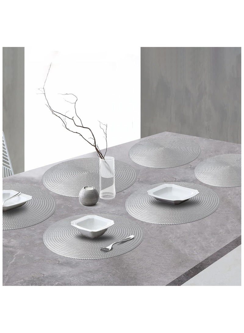 فيبارتي مجموعة المفارش المستديرة المكونة من 4 ، 15 بوصة من الفينيل ، تصميم مجوف ، حصائر طاولة طعام قابلة للغسل والمسح ، مقاومة للحرارة ، غير قابلة للانزلاق ، ديكور طاولة أنيق للمطبخ وغرفة الطعام والاستخدام في الهواء الطلق - Image 2