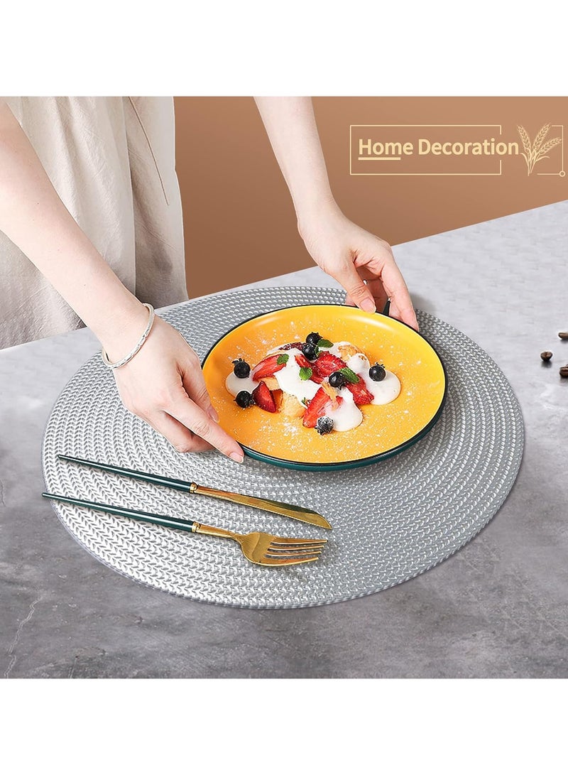 فيبارتي مجموعة المفارش المستديرة المكونة من 4 ، 15 بوصة من الفينيل ، تصميم مجوف ، حصائر طاولة طعام قابلة للغسل والمسح ، مقاومة للحرارة ، غير قابلة للانزلاق ، ديكور طاولة أنيق للمطبخ وغرفة الطعام والاستخدام في الهواء الطلق - Image 5