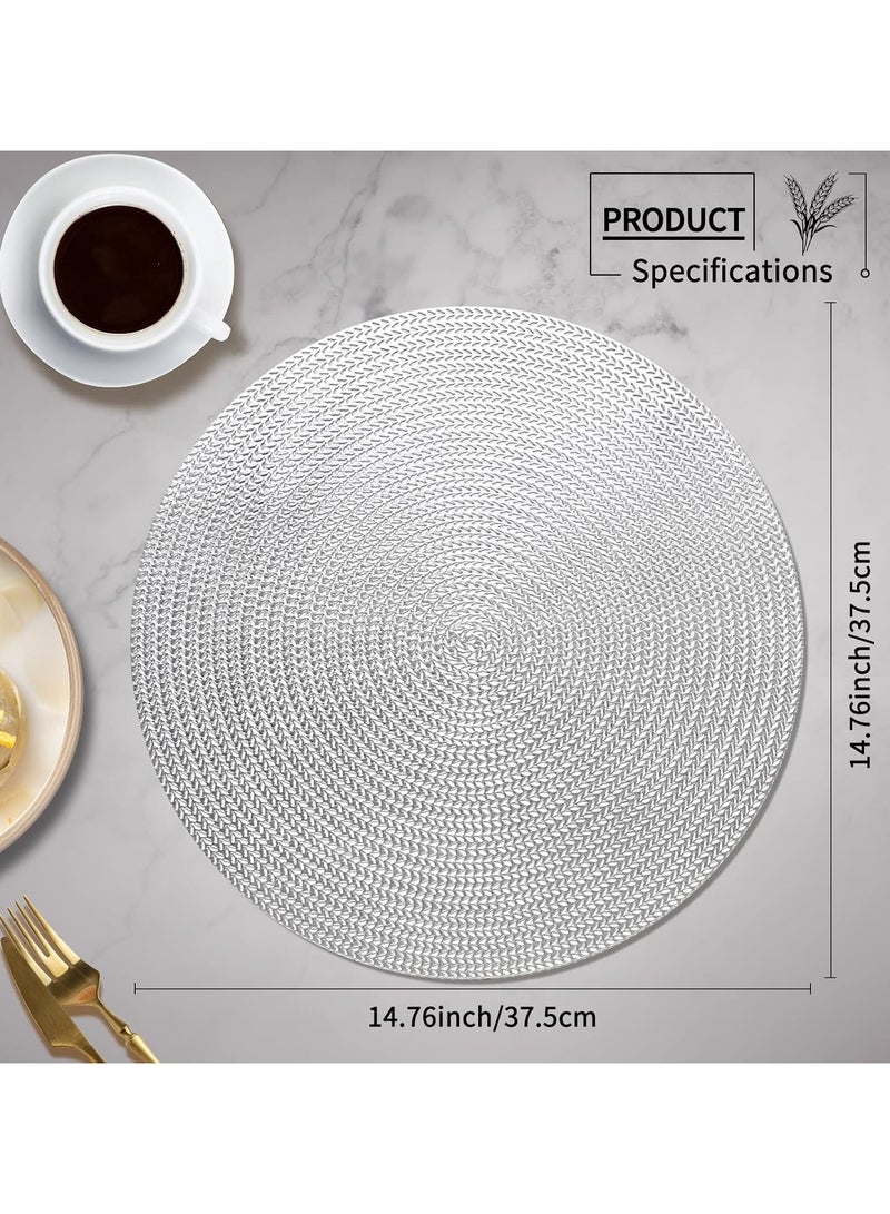 فيبارتي مجموعة المفارش المستديرة المكونة من 4 ، 15 بوصة من الفينيل ، تصميم مجوف ، حصائر طاولة طعام قابلة للغسل والمسح ، مقاومة للحرارة ، غير قابلة للانزلاق ، ديكور طاولة أنيق للمطبخ وغرفة الطعام والاستخدام في الهواء الطلق - Image 3