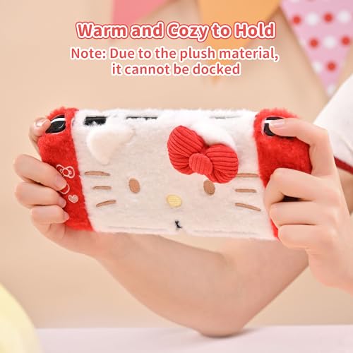 Kuitmor Plush Protective Case for Switch OLED,Kawaii Hard PC Slim Cover Case Compatible with Switch OLED Console and Joy Con - HLK - Image 3