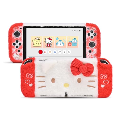 Kuitmor Plush Protective Case for Switch OLED,Kawaii Hard PC Slim Cover Case Compatible with Switch OLED Console and Joy Con - HLK - Image 1