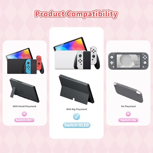Kuitmor Plush Protective Case for Switch OLED,Kawaii Hard PC Slim Cover Case Compatible with Switch OLED Console and Joy Con - HLK - Image 2