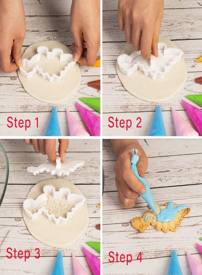 Flycalf Dinosaur Cookie Cutter Set with Plunger 3.5" Stamps Molds for Kids DIY Baking Biscuit 6PC PLA Cake Sugar Craft Decorating Tools - Image 5