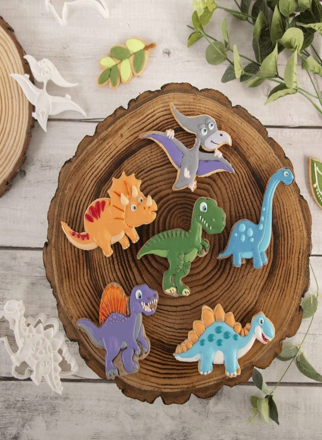Flycalf Dinosaur Cookie Cutter Set with Plunger 3.5" Stamps Molds for Kids DIY Baking Biscuit 6PC PLA Cake Sugar Craft Decorating Tools - Image 4