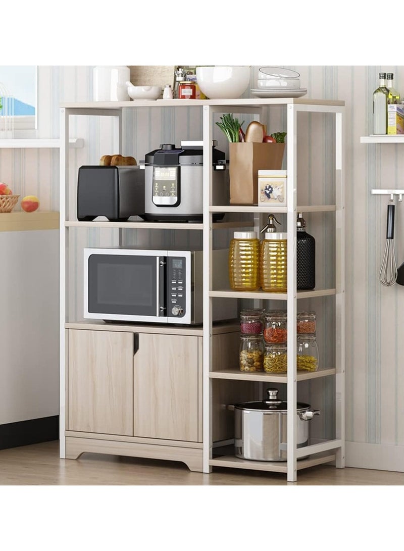 DubaiGallery Kitchen Cabinet,Kitchen Shelf,Kitchen Counter Shelf, 4-Tier Microwave Oven Stand with Storage Cabinet,Multi-layer Kitchen Storage Rack for Spice,Utensils, Vegetable, Fruit - Image 1