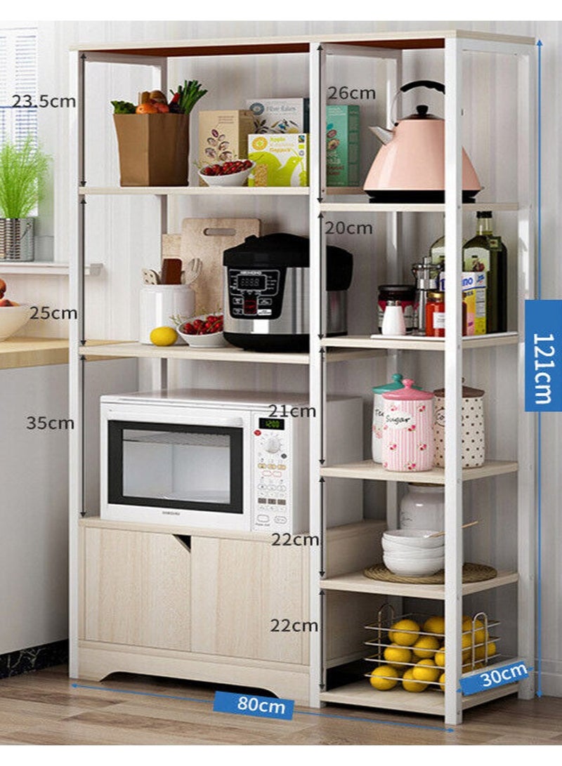 DubaiGallery Kitchen Cabinet,Kitchen Shelf,Kitchen Counter Shelf, 4-Tier Microwave Oven Stand with Storage Cabinet,Multi-layer Kitchen Storage Rack for Spice,Utensils, Vegetable, Fruit - Image 4