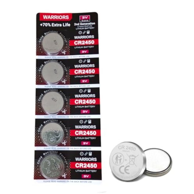 battery 3V Lithium Button Cell Batteries 5-Pack for Car Remote Controls, Watches, Electronic Scales and Small Electronic Devices - Image 1