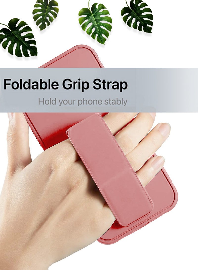 Wtech Samsung Galaxy S25 Plus / S25+ 2025 Hand Grip Foldable Magnetic Kickstand Wrist Strap Finger Grip With Built-In Iron Case Cover - Pink - Image 2